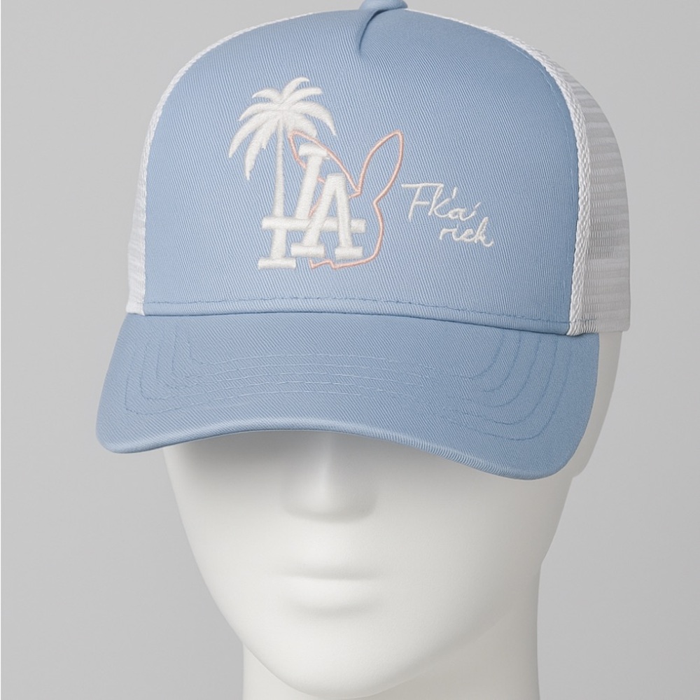 FKN RichTrucker Hat Blue &White Mesh Snapback LA Palm Tree Bunny 
(B7)✨